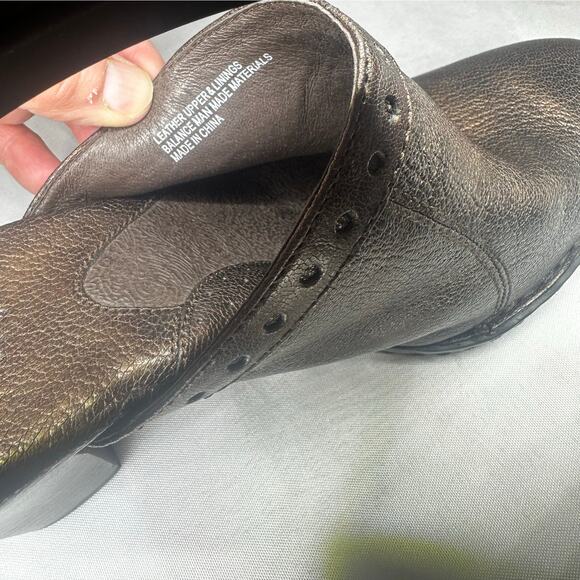 Born Lella Bronze Metallic Brown Leather Heeled Clog Mule Size 9 - Picture 6 of 10